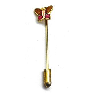 Butterfly Stick Pin Gold Tone Lapel Tiny Enamel Moth Insect Nature Garden
